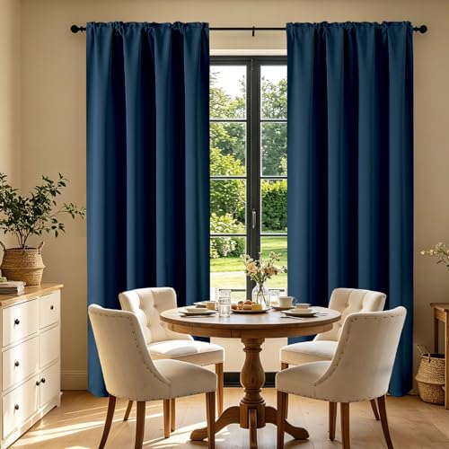 Navy Blue Blackout Curtains 96 inch Length 2 Panels Set (Navy Blue / 52"W x 96"L (Pack of 2))