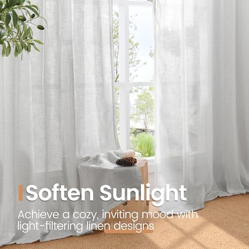 Light Grey Linen Curtains 80 Inch Length for Living Room (Light Grey / 52"W x 80"L (Pack of 2))
