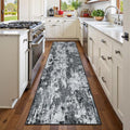 Washable Runner 2'x10' Abstract Area Rug for Hallway Black White (Black/Navy Blue/Gray / 2' x 10' (Runner))
