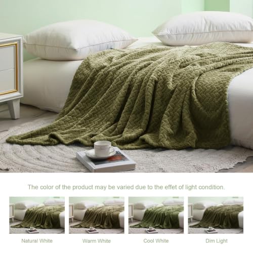 Fleece Throw Blanket for Couch Sofa (Olive Green / Throw ( 50x70 IN ))
