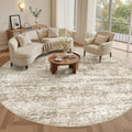 Round Rugs 9ft Living Room Circle Area Rug 9x9 Brown Vintage (Brown / 9' (Round))