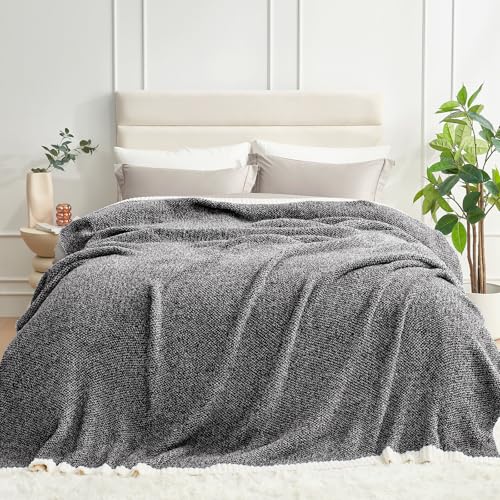Super Soft & Reversible Heather Black Throw (Heather Black / Twin (60"x80"))