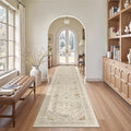 Washable Runner Rugs 2x12 Long for Hallway Kitchen Soft (Beige/Blue / 2' x 12' (Runner))