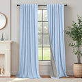 Light Blue Black Out Curtains 96 Inches Long for Living Room 100% Blackout Linen Textured Thermal Window Treatments Grand Millenial Curtain Drapes for Bedroom Modern Farmhouse Decor 96 Length 2 Panels (Light Blue / 52"W x 96"L (Pack of 2))