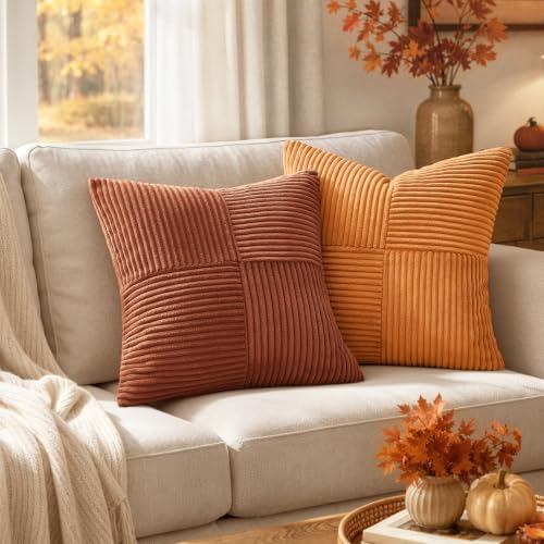 Fall Rust Boho Decorative Throw Pillow Covers for Couch 18x18 Inch (18" x 18" (Pack of 2) / Rust)