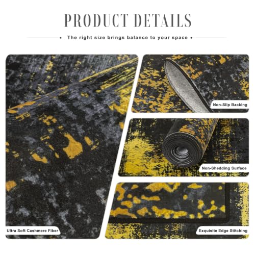 9x12 Area Rug Living Room (Dark Black Gold / 9' x 12' (Rectangular))