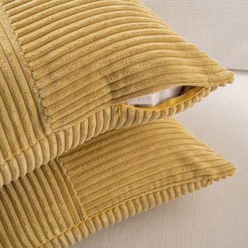 2 Packs Mustard Yellow Samll Decorative Throw Pillow Covers 14x14 Inch with for Couch Bed Sofa (Mustard Yellow / 14" x 14" (Pack of 2))