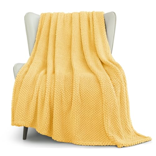 Extra Large Soft Fleece Throw Blanket for Couch (Yellow / Throw(50x70 In))