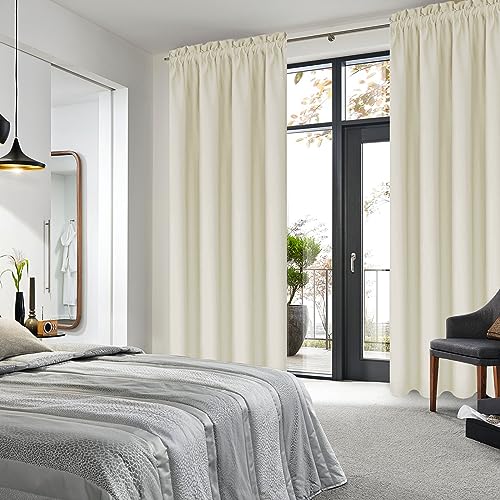 Blackout Curtains for Bedroom 42 x 84 Inch Long Light Beige 2 Panels (Light Beige / 42"W x 84"L (Pack of 2))