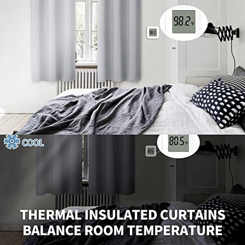 Room Darkening Curtains 45 Inches Long (Light Grey / 52"W x 45"L (Pack of 2))