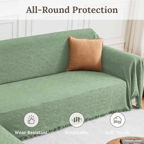 2 Piece Sectional Couch Cover for L Shape Sofa Sage XL (Sage / X-Large)