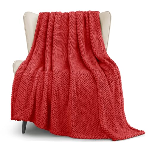Extra Large Soft Fleece Throw Blanket for Couch (Red / Throw(50x70 In))
