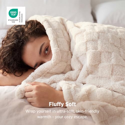 Checkered Soft Cozy Throw Blanket for Couch (07 Cream / Throw (50" X 60"))
