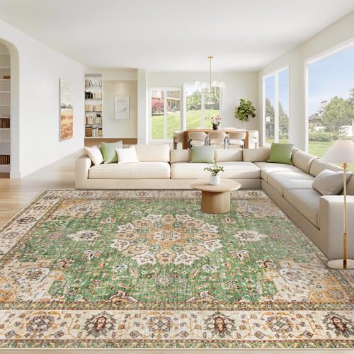 Area Rug 9x12 Washable Rug (Vintage Green / 9' x 12' (Rectangular))