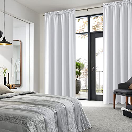 Blackout Curtains for Bedroom Living Room 52 x 84 Inch Long 2 Panels (Greyish White / 52"W x 84"L (Pack of 2))
