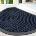 Half Circle Front Door Mat Outside Entrance (Navy Blue / 47" X 32")