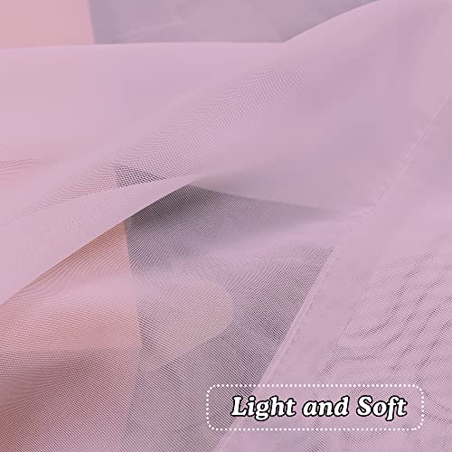 Light Pink Sheer Window Valance Curtains (Light Pink / 42"W x 14"L (Pack of 2))