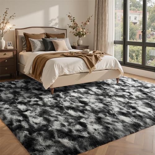 6x9 Ft Large Shag Rugs for Living Room Decor (DC Black 4sm11 / 6' X 9' (Rectangular))