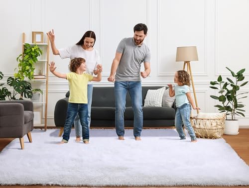 White 6x9 Area Rugs for Living Room Bedroom (White / 6' x 9' (Rectangular))