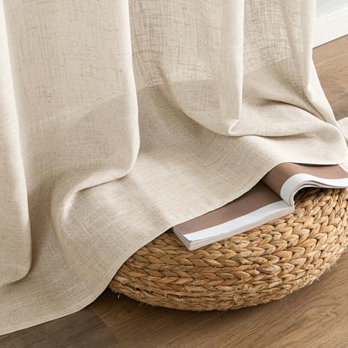 Light Taupe Linen Curtains 52x63 Inch Length for Bedroom Living Room (52"W x 63"L (Pack of 2) / Light Taupe)