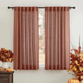 Light Filtering Linen Sheer Curtains 72 inch Long for Farmhouse (Terracotta / 52"W x 72"L (Pack of 2))