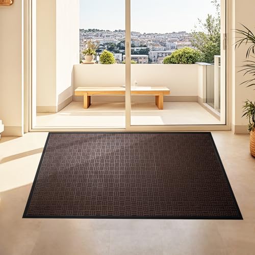 Front Door Mat Outdoor Entrance (Mocha Brown / 3' x 5'2" (Rectangular))