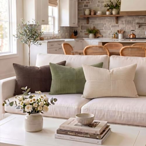 2 Packs Olive Green Lumbar Decorative Throw Pillow Covers 16x32 Inch for Living Room Couch Bed (Olive Green / 32" x 16" (Pack of 2))