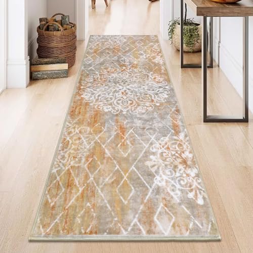 HEBE Hallway Runner Rug 2'x6' (Rust/Beige / 2' x 6' (Rectangular))