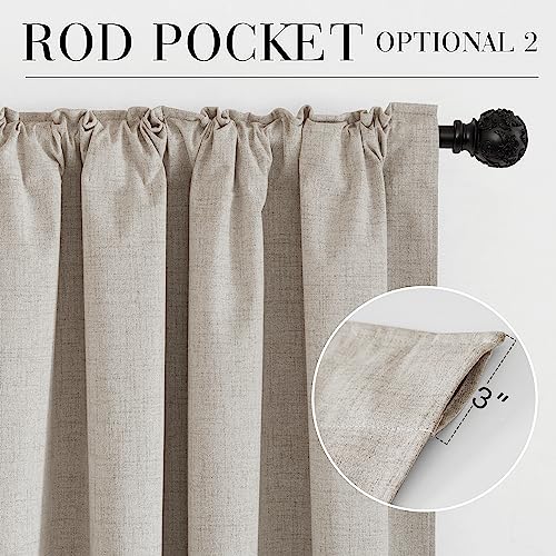 Natural Beige 100% Blackout Short Curtains 45 Inch Long (Natural Beige / 52"W x 45"L (Pack of 2))