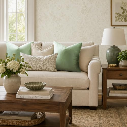 Sage Green Velvet Throw Pillow Covers 18x18 Pack of 2 (Sage Green / 18" x 18" (Pack of 2))