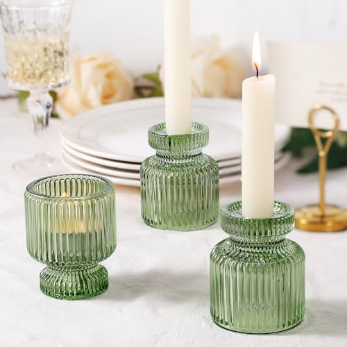 6 Pcs Green Candlestick Holders (Green / 6Pcs)