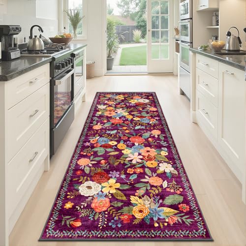 Purple Hallway Runner Rug 2x6 for Kitchen Bathroom (Purple / 2' x 6' (Rectangular))