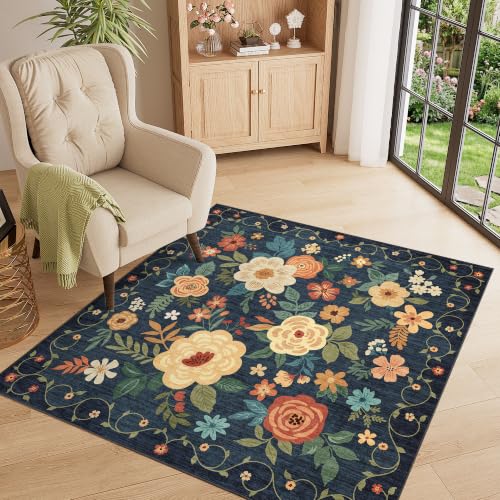 4x4 Square Area Rug (Navy Blue / 4' x 4' (Rectangular))