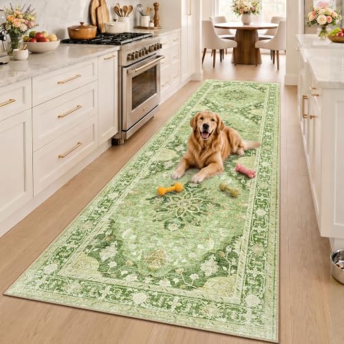 Washable Area Rug (Green/Yellow / 3' x 10' (Rectangular))