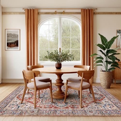 Amada 5x7 Washable Area Rug for Living Room (5' x 7' (Rectangular) / Red)