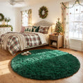 Dark Green Round Fuzzy Rug 4Ft for Kids Bedroom Living Room Dorm (Dark Green / 4' (Round))
