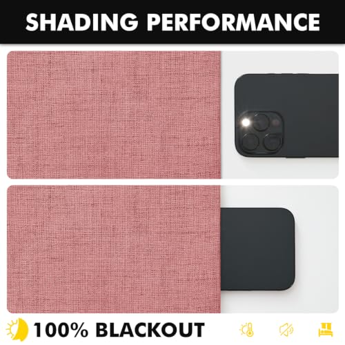 100% Blackout Linen Curtains 42 x 72 Inch Dusty Rose Pink 2 Panels (Dusty Rose / 42"W x 72"L (Pack of 2))