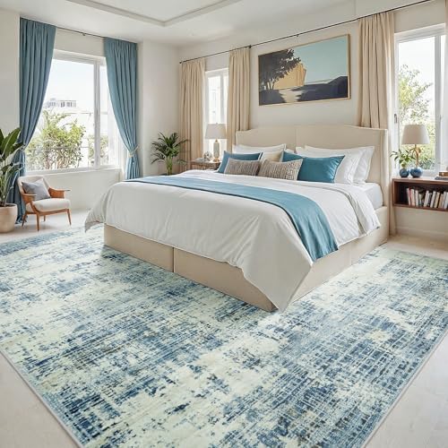 6x9 Washable Area Rug for Living Room Bedroom (Blue Gray/Gold / 6' x 9' (Rectangular))