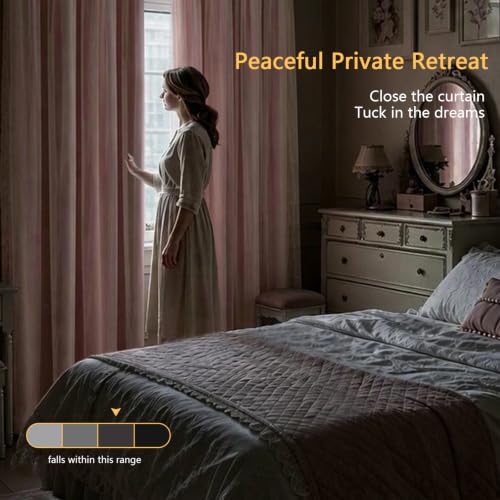 Double Layer Blackout Curtains 2 Panels (Blush Pink / 35"W x 63"L (Pack of 2))