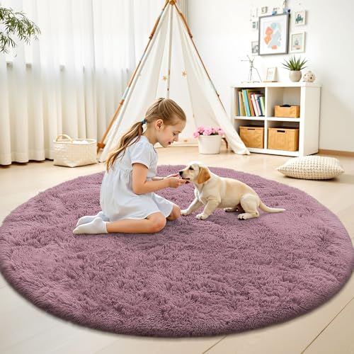 Blush Round Rugs for Bedroom (6 Ft Round / Blush)
