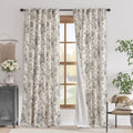 Floral Linen Blackout Curtains for Bedroom 102 Inches Long (Black / 50"W x 102"L (Pack of 2))