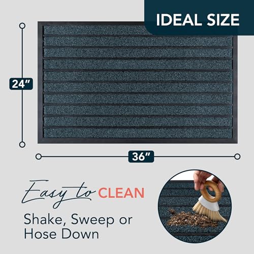 Extra Durable Door Mat Outside Entrance (36" x 24" (Rectangular) / Bright Blue)