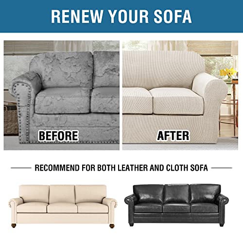 4 Piece Stretch Sofa Covers for 3 Cushion Couch Covers for Living Room Furniture Slipcovers (X-Large / Island Fossi)