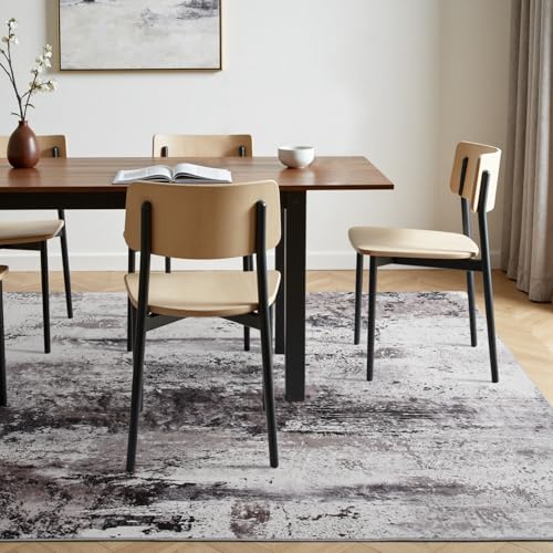 Abstract Area Rug Modern Washable Rug Soft Non Slip Rug Low Pile for Bedroom Living Room Dining Room Coffee Brown 5x8 Feet (Coffee Brown / 5' x 7'11" (Rectangular))