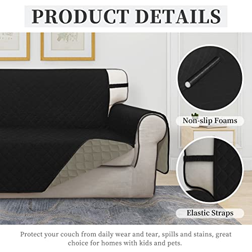 Double Protection 100% Waterproof Chair Sofa Cover for Living Room (Black/Beige / Chair Small)