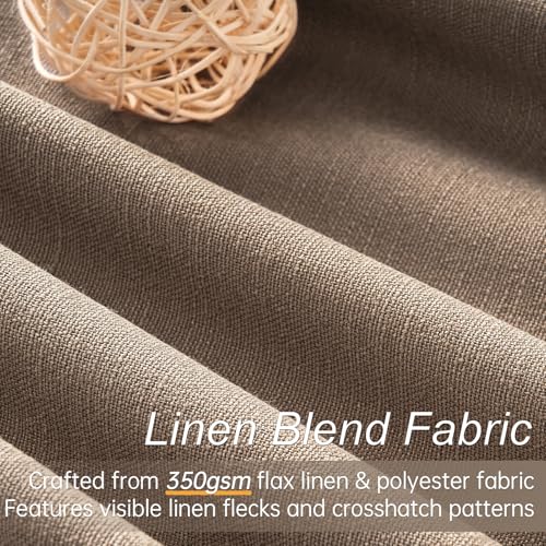 102 inch long blackout curtains 2 Panels 100% Black out Linen texture Curtain elegant Taupe Farmhouse Drapes with Back Tab Rod Pocket Light Blocking Thermal Insulated Panel for Bedroom Living Room (Faux Linen / 52"W x 102"L (Pack of 2))