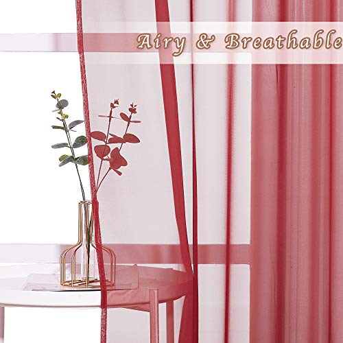 Voile Sheer Curtains (Haute Red / 54"W x 84"L (Pack of 2))