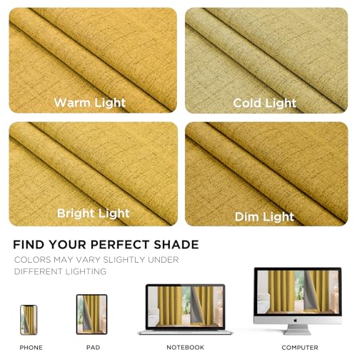Blackout Curtains for Bedroom (Yellow / 52"W x 72"L (Pack of 2))