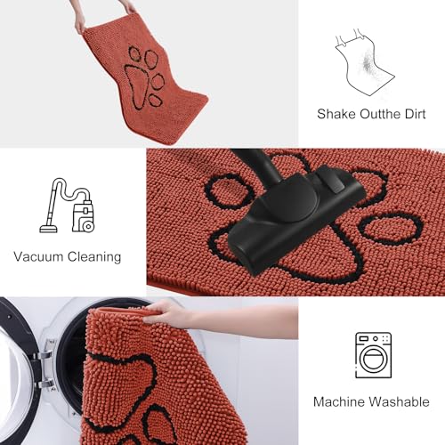 Dog Door Mat for Muddy Paws (48"X30" / Maple Red and Black)