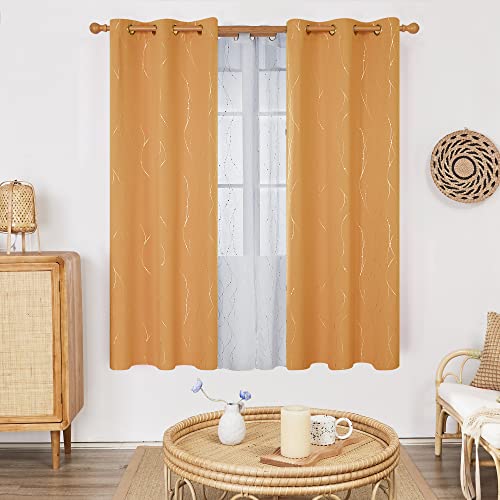 Living Room Curtains 72 Inches Long (Orange/Wave Dots / 42"W x 72"L (Pack of 2))